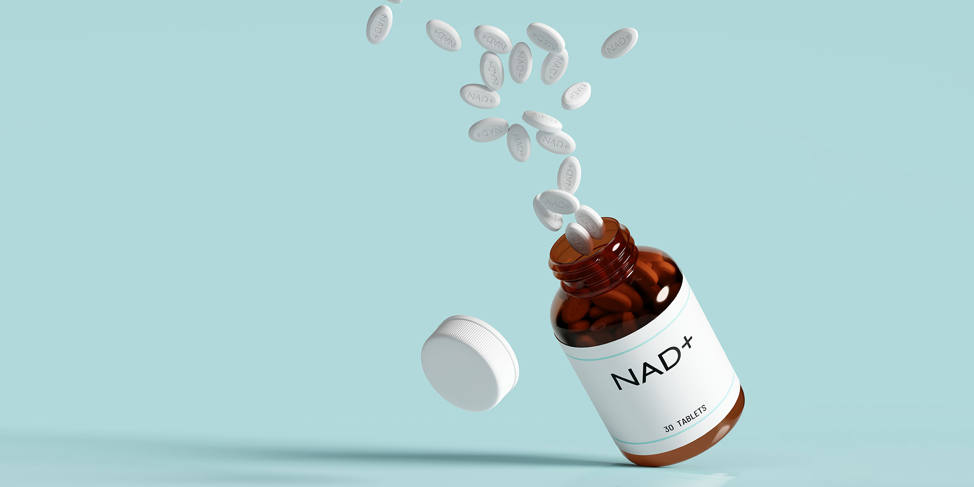 NAD+ supplements in a bottle