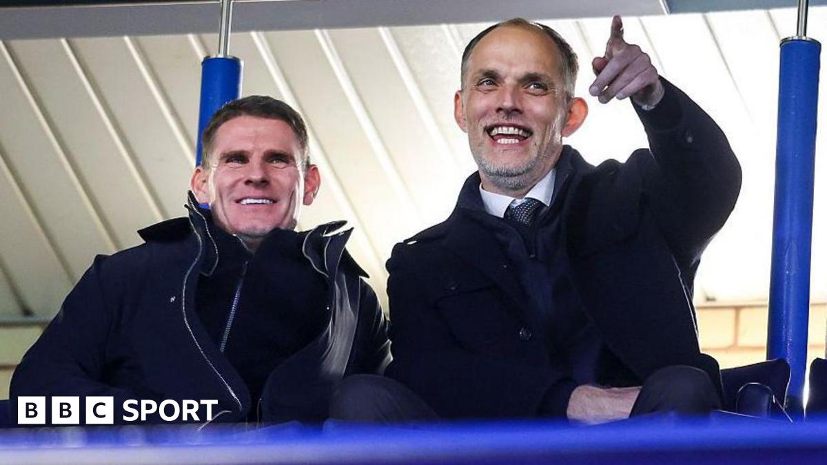 Anthony Barry and Thomas Tuchel watch a match from the stands