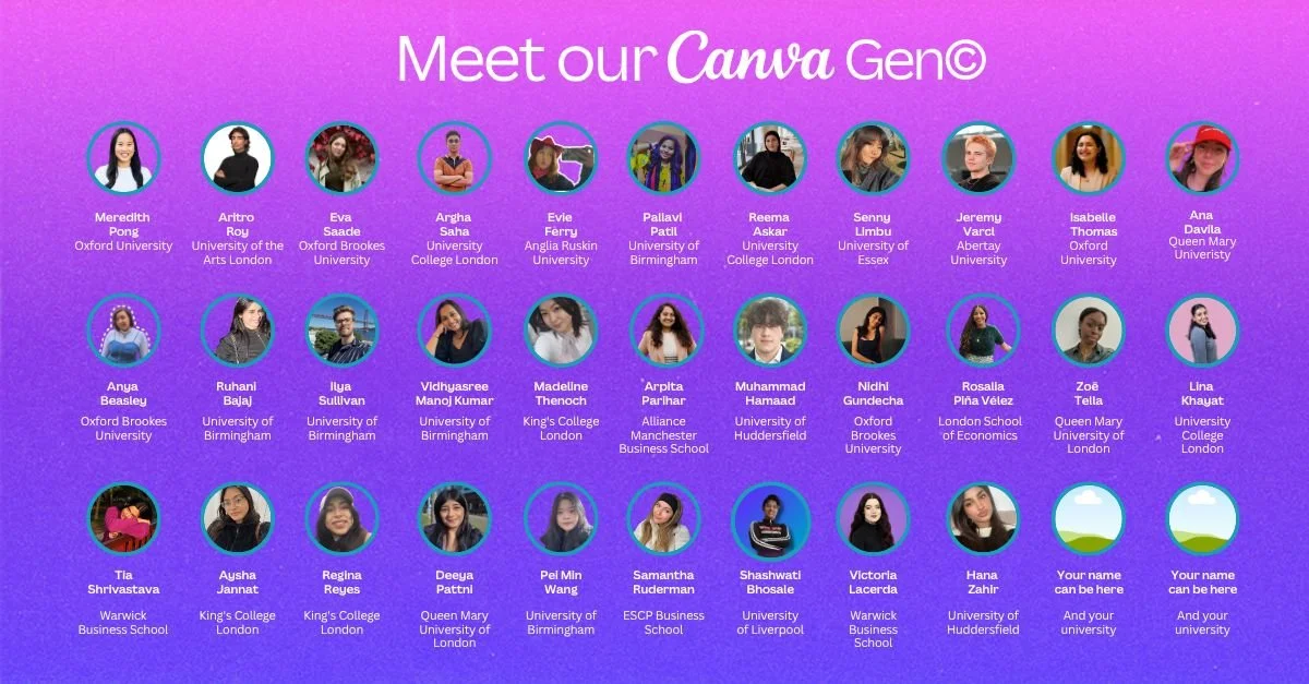 Canva names first UK Gen C student ambassador cohort across 16 universities