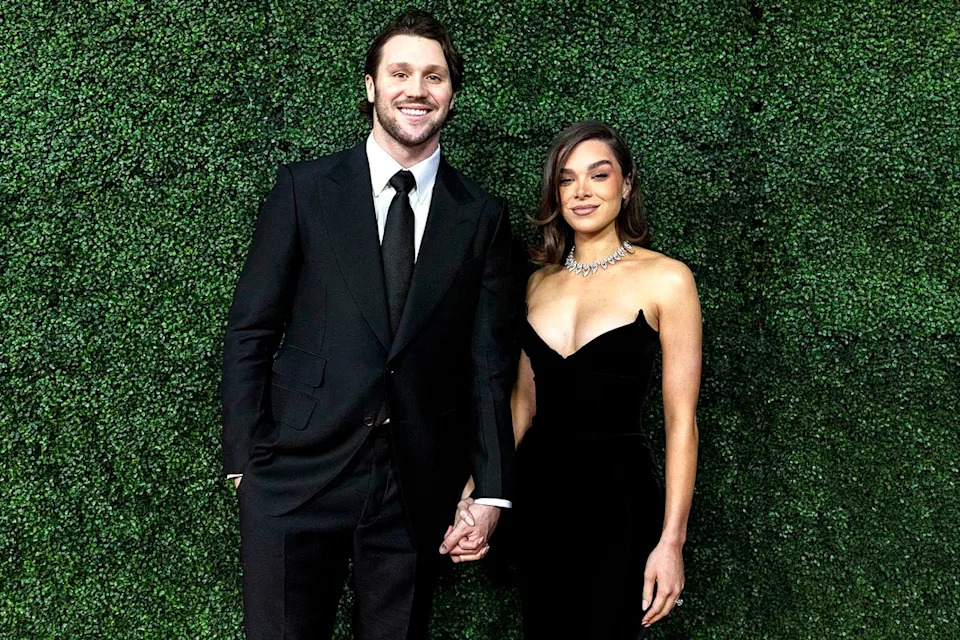 Josh Allen (left) and Hailee Steinfeld (right) in February 2025.Credit: Michael Owens/Getty