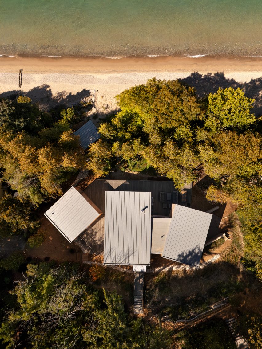 Aerial view of Cedar's Kin house in Canada by Omar Gandhi Architects