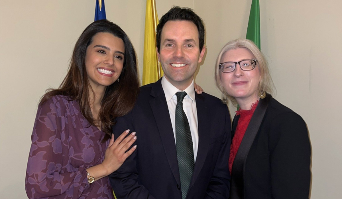 Irish journalist Colm Flynn and his wife Paola with the Irish Ambassador to the Holy See. Pic: Colm Flynn / X