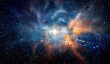 Colorful Cosmic Nebula With A Bright Star Core And Dense Clouds Of Interstellar Gas And Dust In Deep Space.