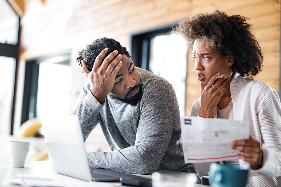 Couple looking worried
