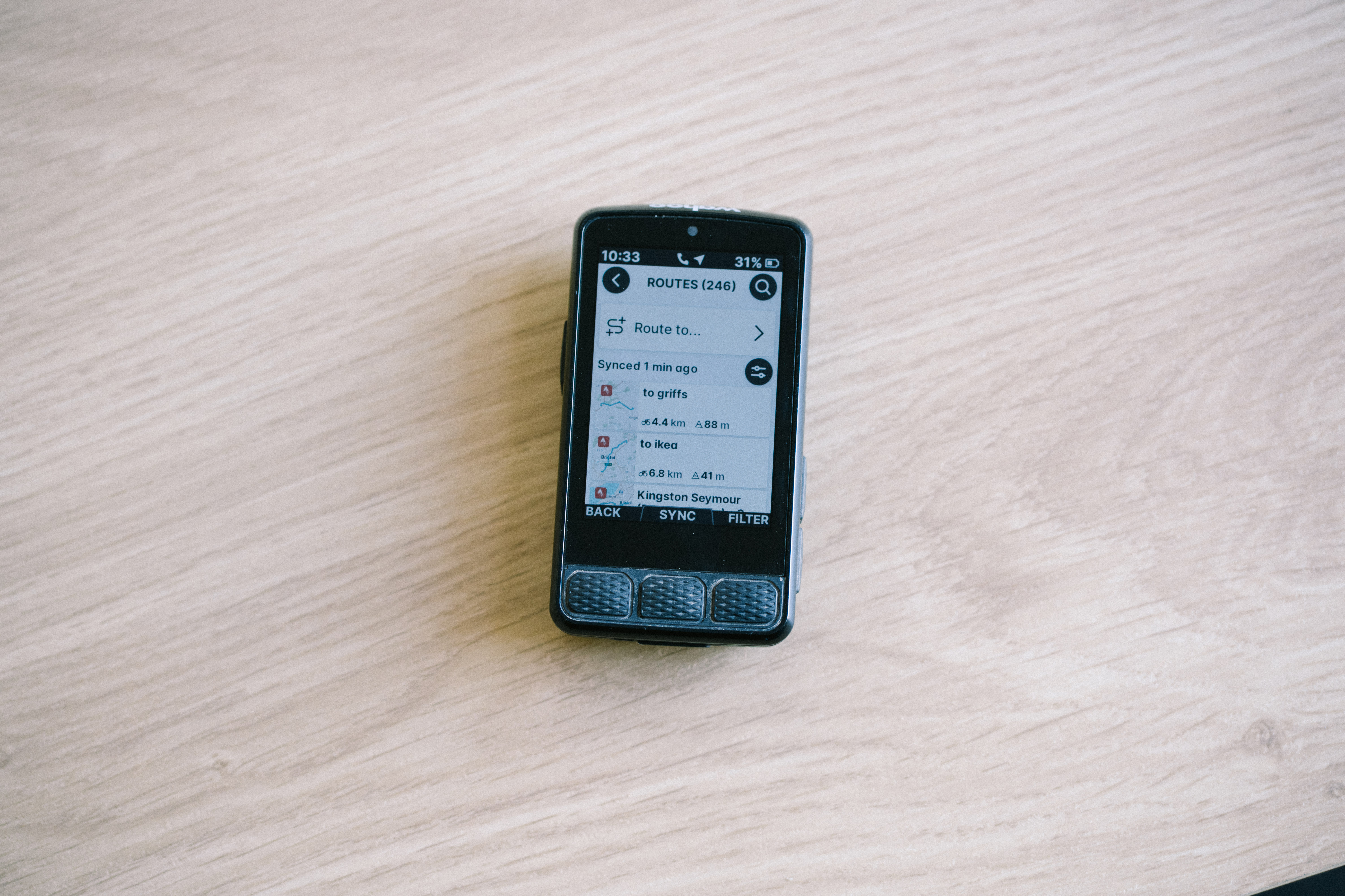 A bike computer on a desk