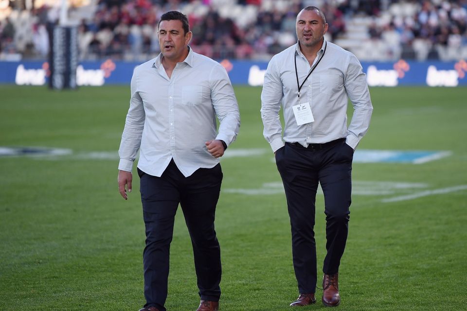 Chiefs head coach Clayton McMillan with attack coach Roger Randle in 2021. Photo: Getty