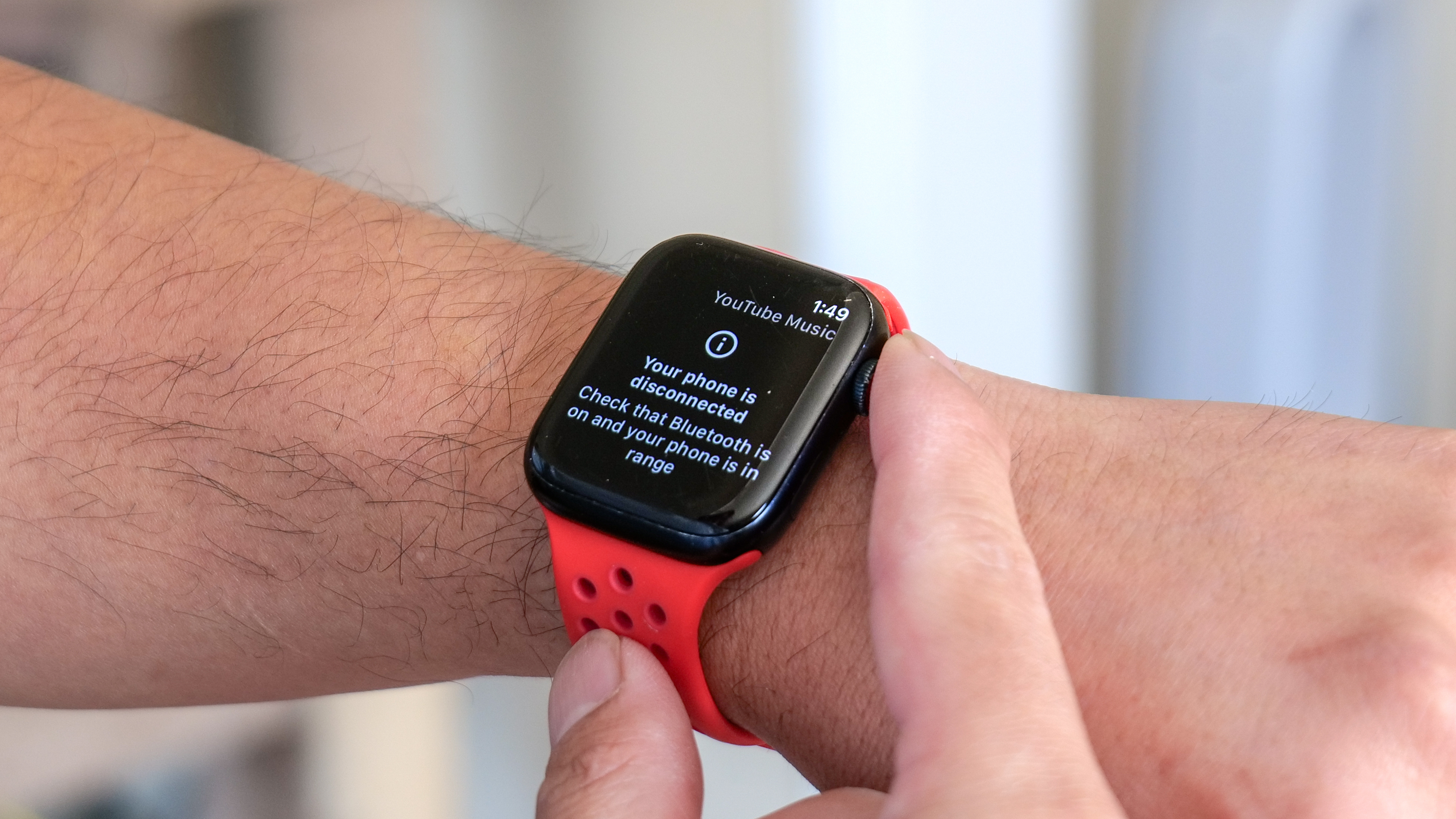 Apple Watch showing disconnected iPhone message.