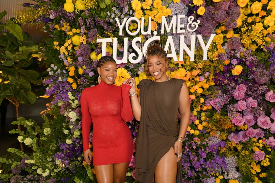 Halle Bailey (left) and her sister Chloe Bailey at a private screening of 'You, Me & Tuscany' in Los Angeles. Photo: Getty