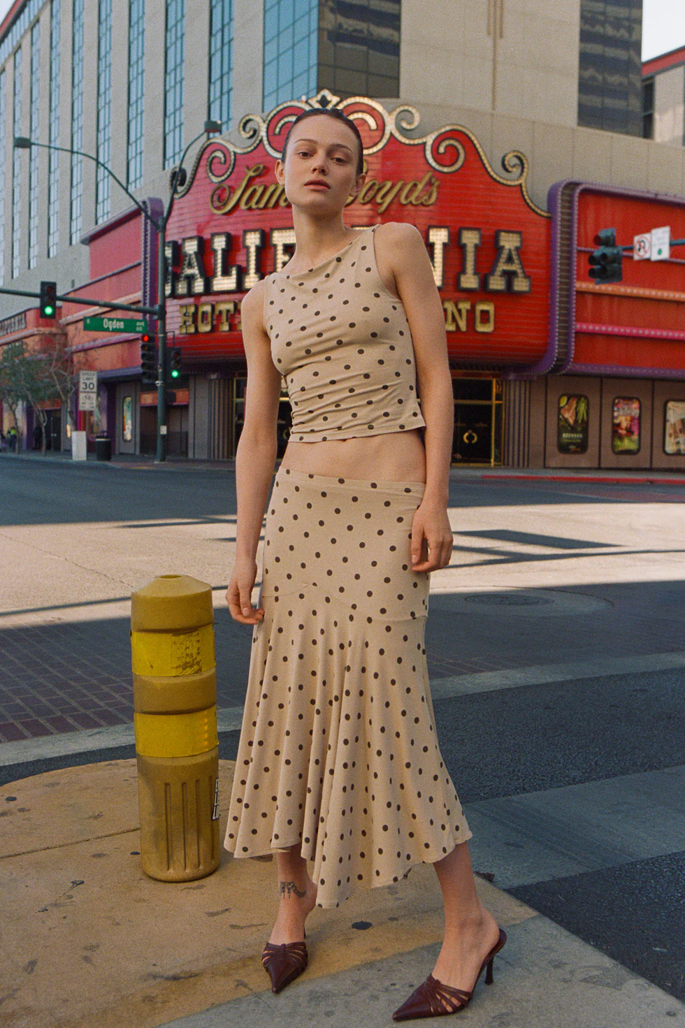 Midi skirt co-ord set summer dress Next with jéan maeve top and skirt polka dots