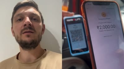 A German man praised India’s QR payments, calling them easy, fast and available everywhere in a viral clip. (Instagram/jarman_jugnuu)