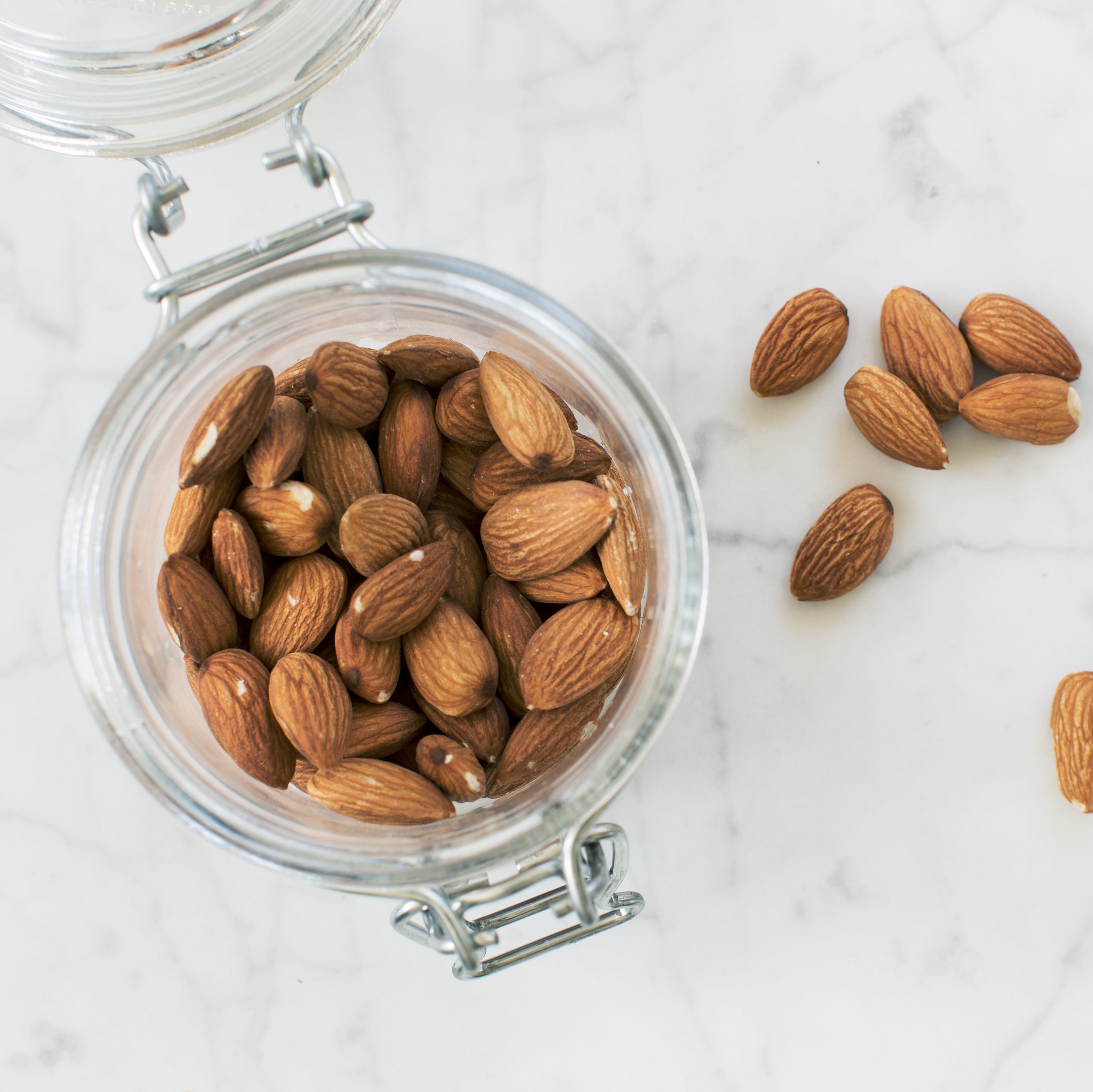 almonds in a glass jar