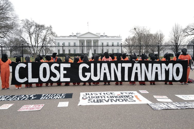 Protestors calling for the closure of Guantanamo.