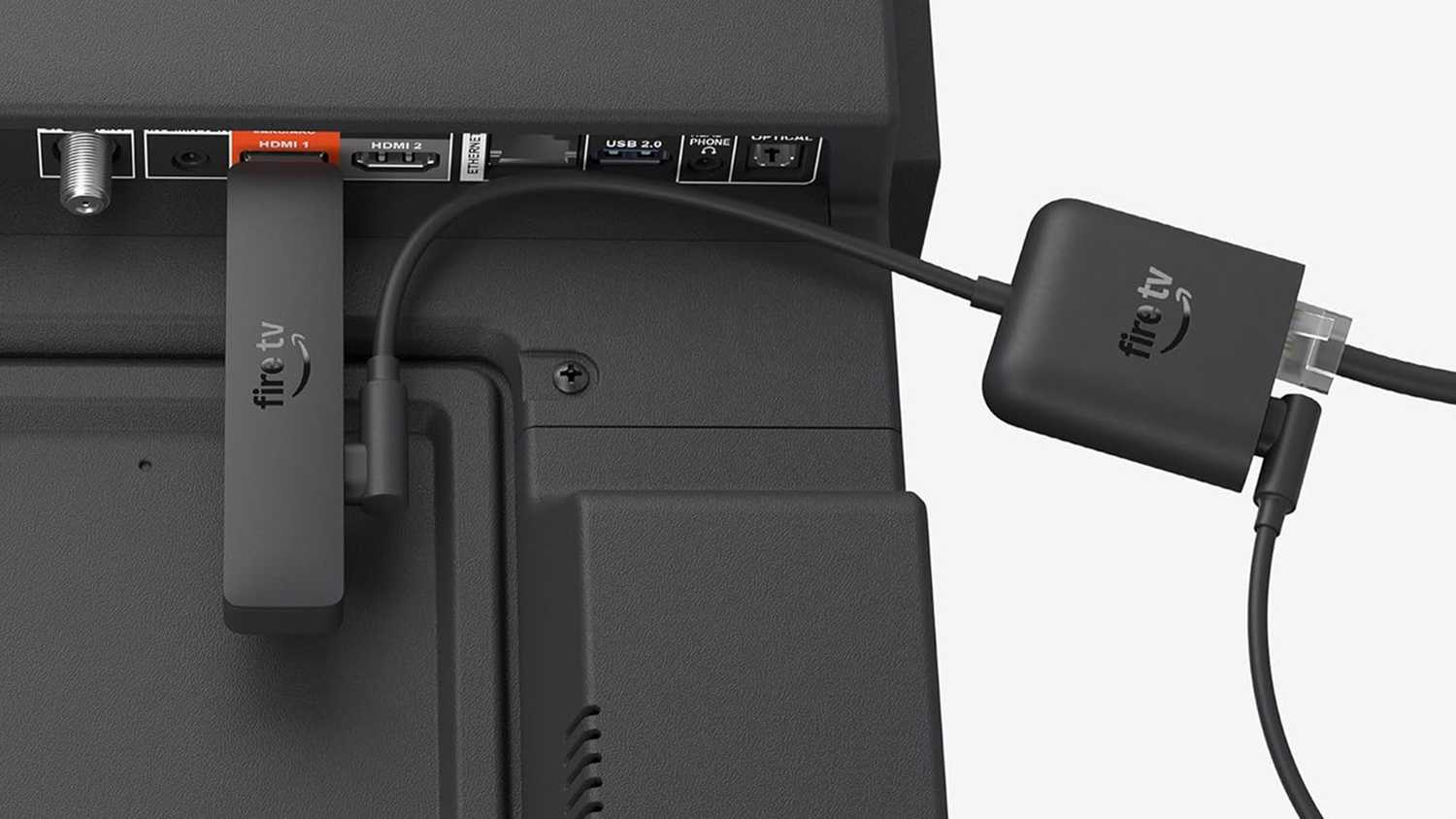 Fire TV Stick HD with Ethernet adapter.
