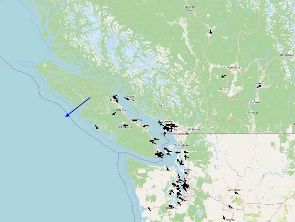 fireball british columbia canada 0712 utc april 29 2026 trajectory