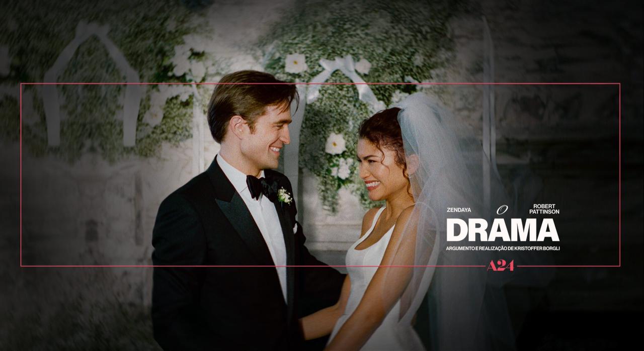 Robert Pattinson and Zendaya are featured in a teaser poster for *The Drama*, directed by Kristoffer Borgli, in an undated promotional image released in 2026. (AFP Photo / A24 - Live Free or Die Films - Square Peg / Collection Christophel)