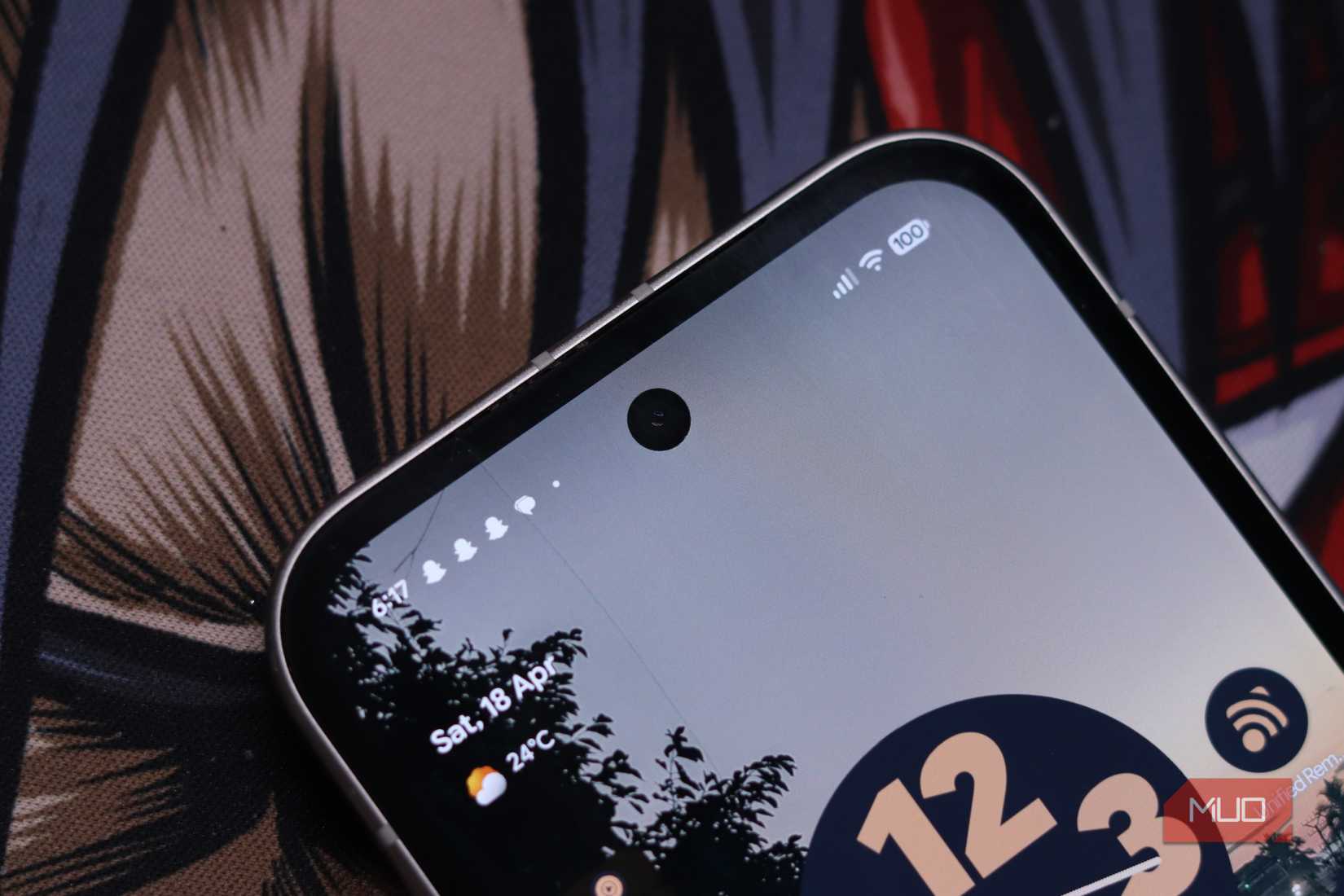 Front Camera section of Pixel 9a with ambient light sensor.