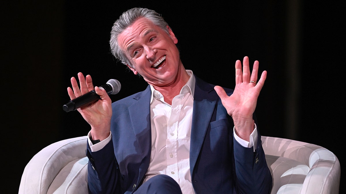 Gov. Gavin Newsom speaking during a book tour stop in Rock Hill South Carolina