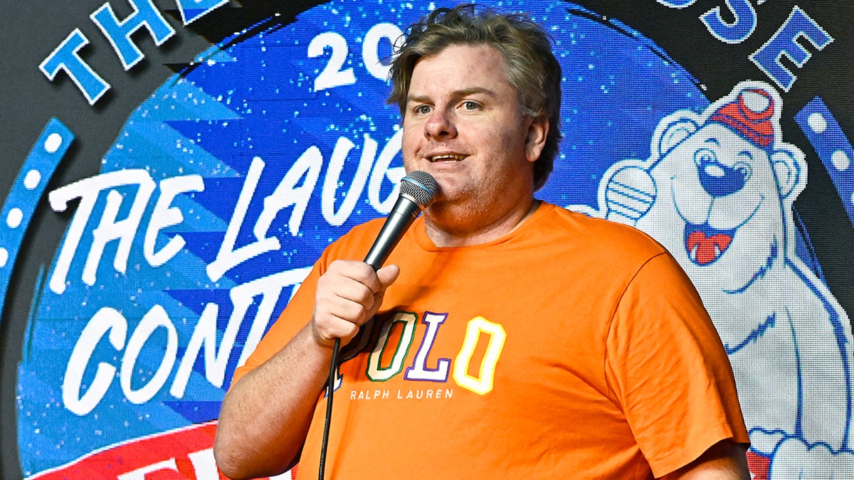 Comedian Tim Dillon performing on stage at The Ice House Comedy Club in Pasadena, California