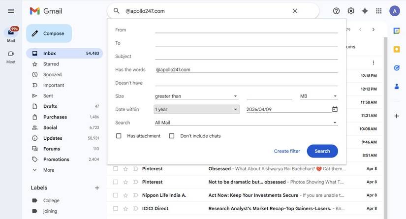 Screenshot showing how to block a domain in Gmail