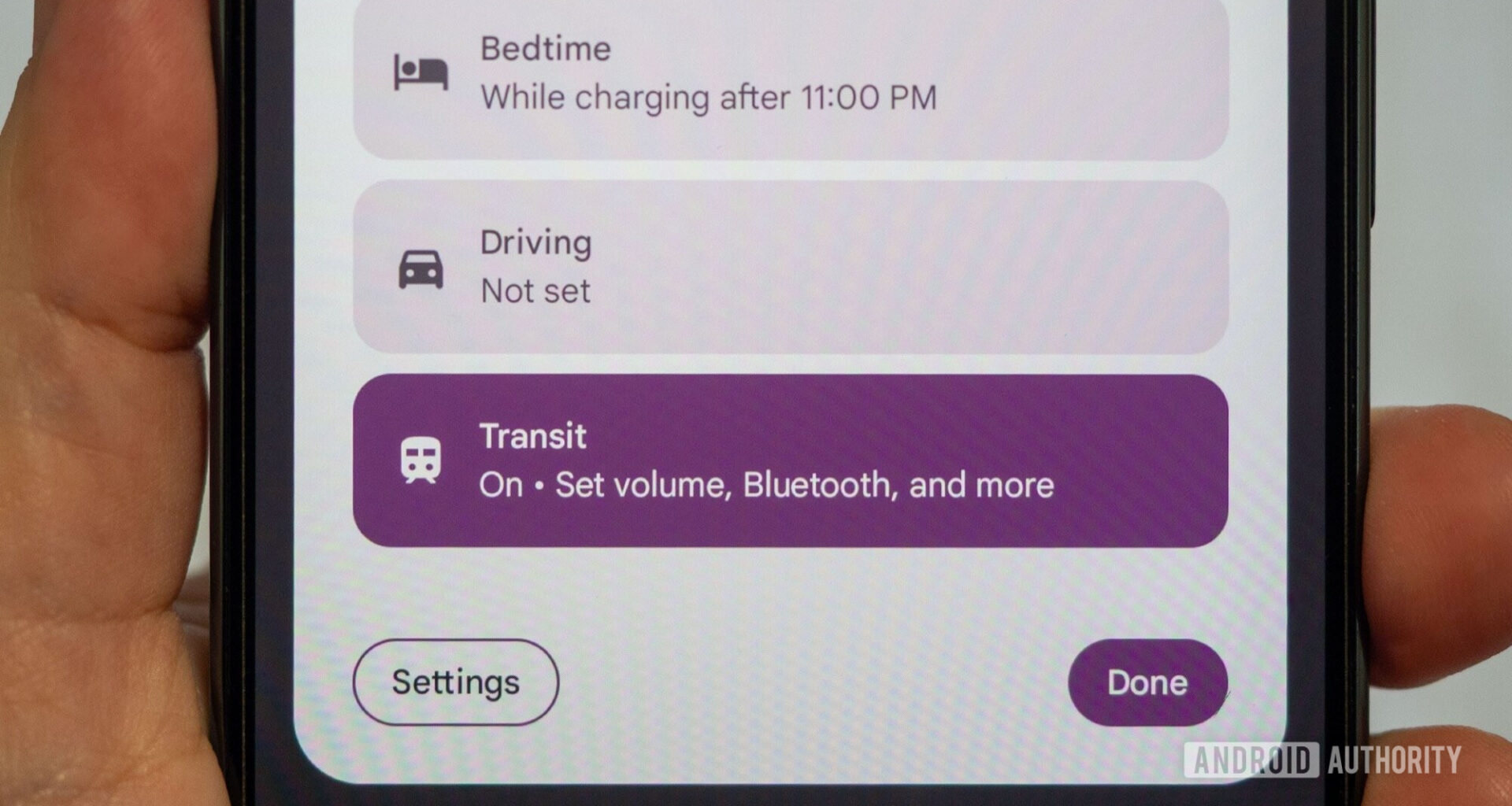 google pixel transit mode selector