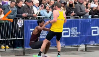 Co Down ‘gentleman’ stops in his tracks to help exhausted runner cross Boston Marathon finish line