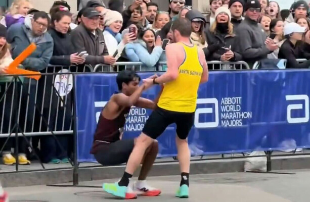 Co Down ‘gentleman’ stops in his tracks to help exhausted runner cross Boston Marathon finish line