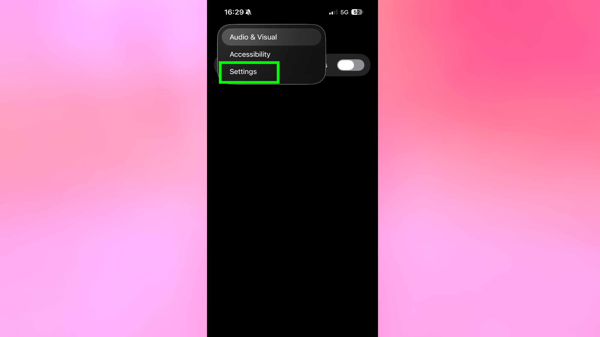 Moving through iPhone setting shortcut