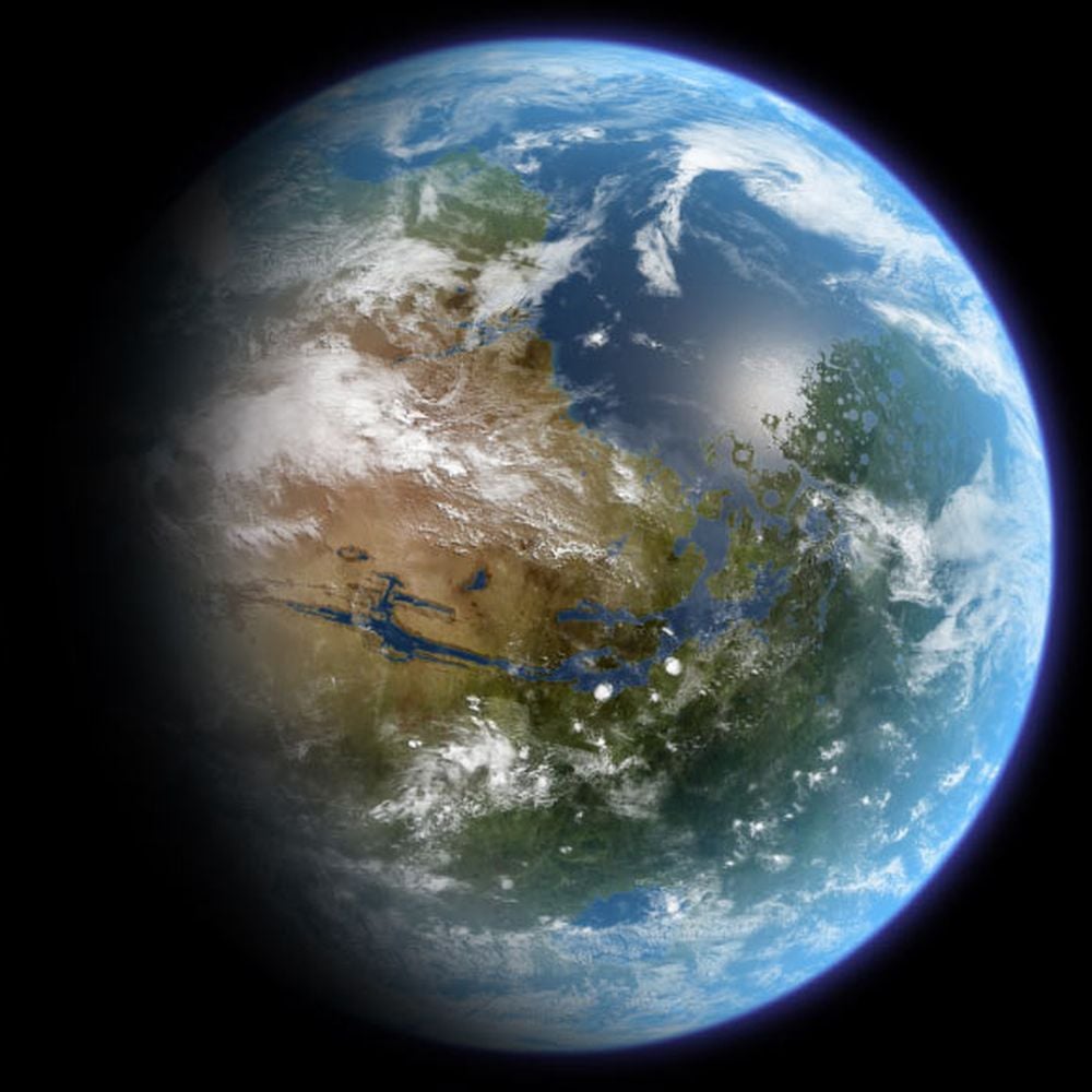 This artist's illustration shows what Mars might look like if it were terraformed. New research shows how the effects of terraforming, whether intentional or not, could help identify clusters of planets the are habitable and that life has spread to. Image Credit: Daein Ballard / CC BY-SA 3.0.
