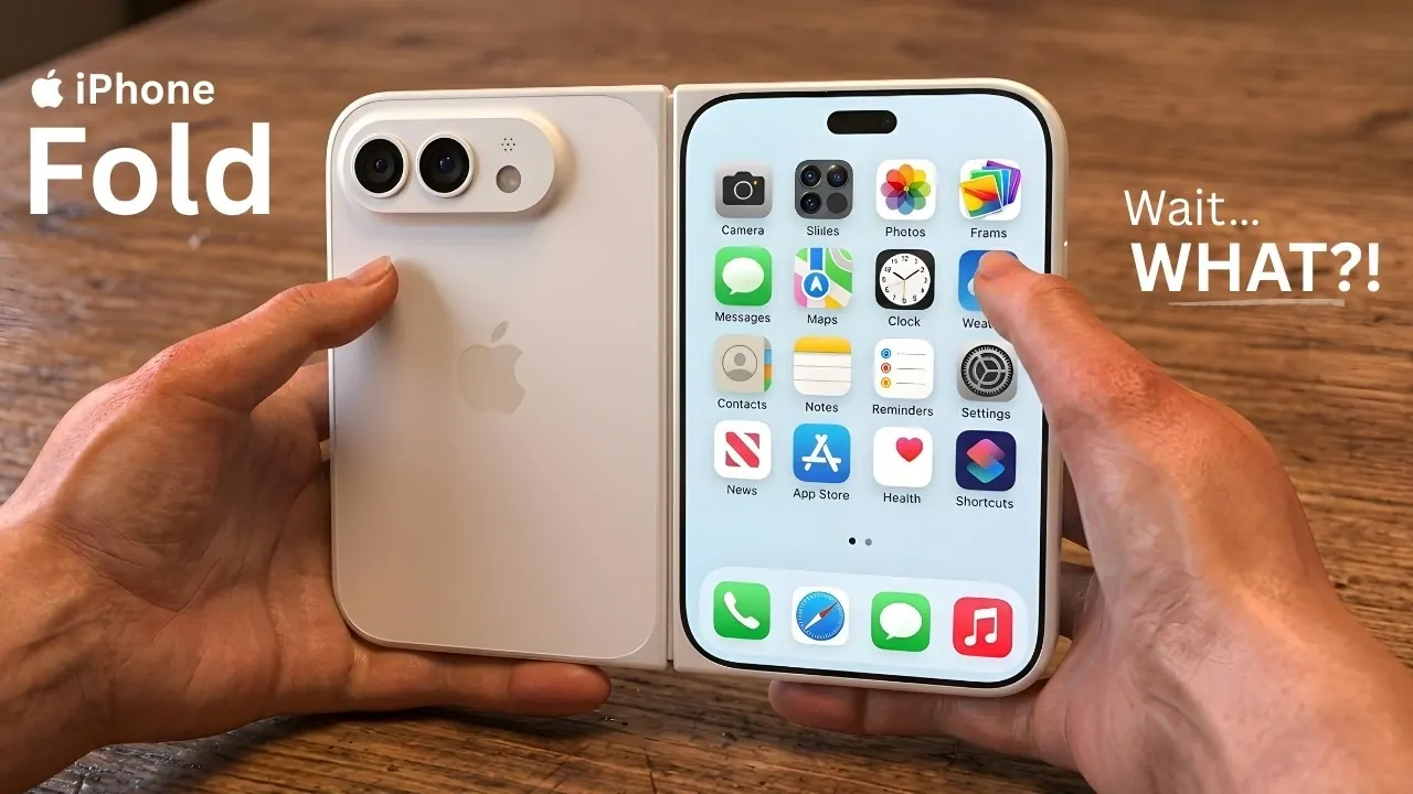 Side view of a phone frame without a SIM tray, highlighting an eSIM-only approach for the foldable iPhone.