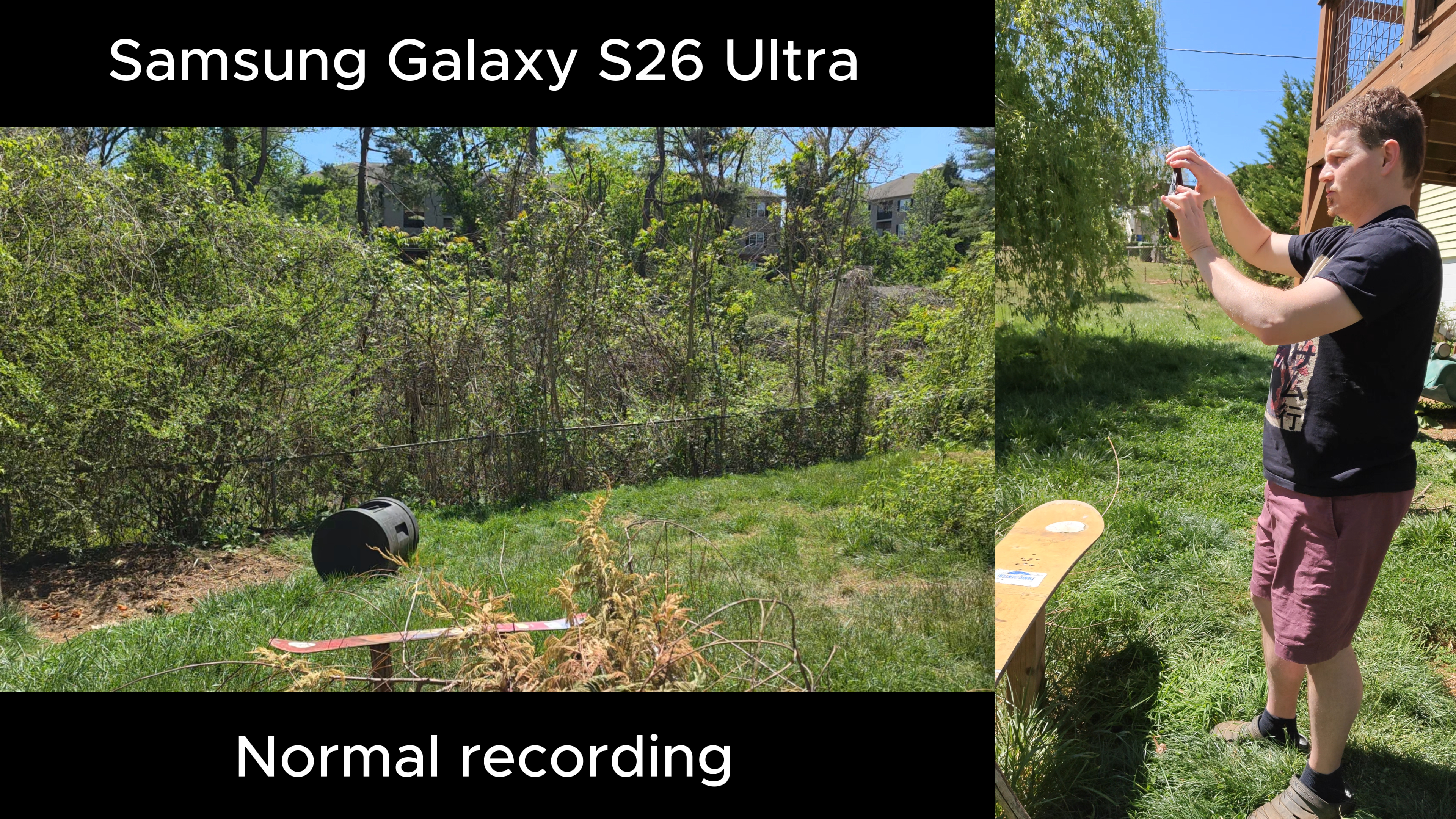 Testing video recording quality on a Samsung Galaxy S26 Ultra with Horizontal Lock enabled and disabled