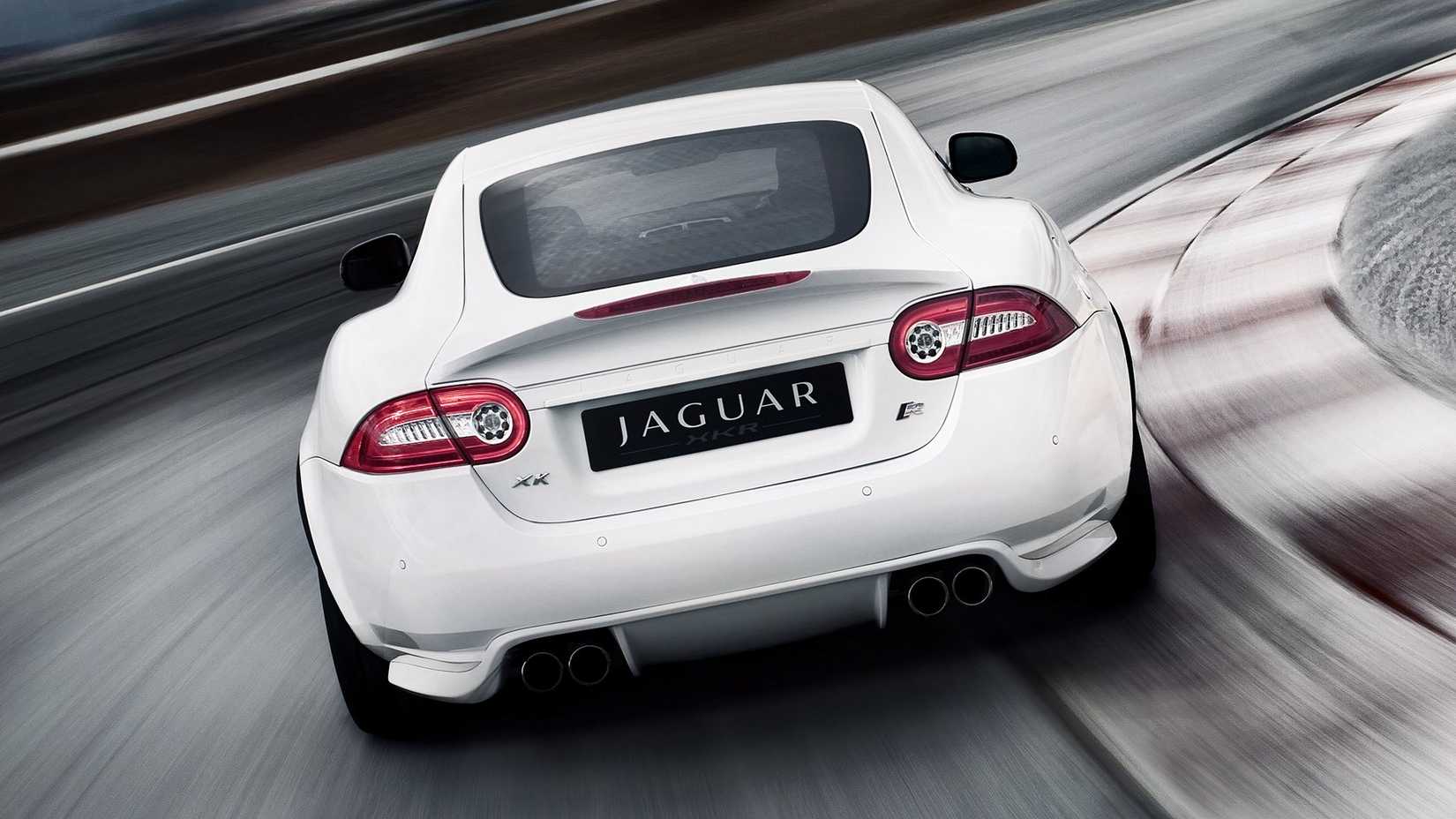 2011 Jaguar XKR rear, on track