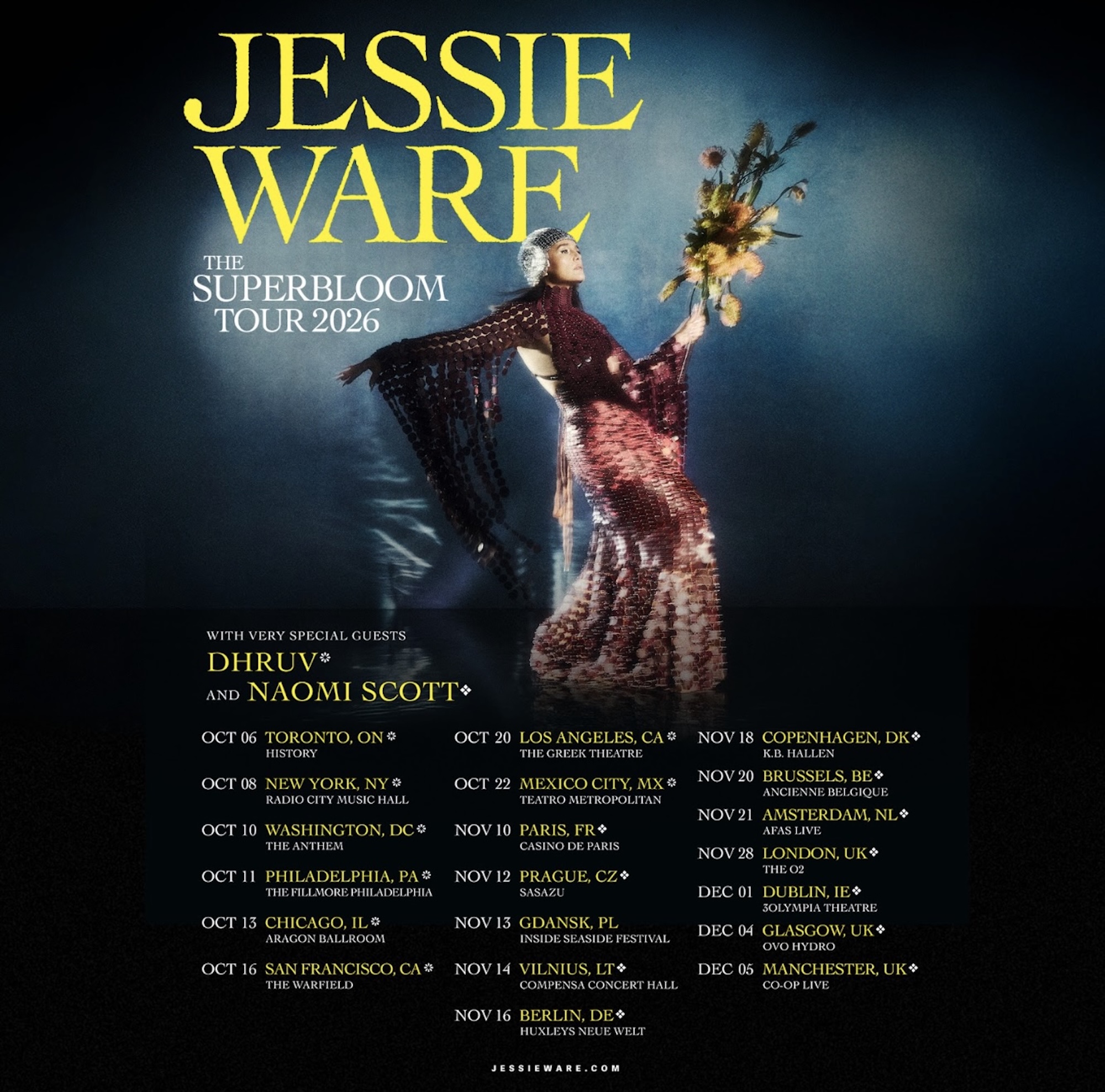 Jessie Ware 'Superbloom' tour poster. CREDIT: Press