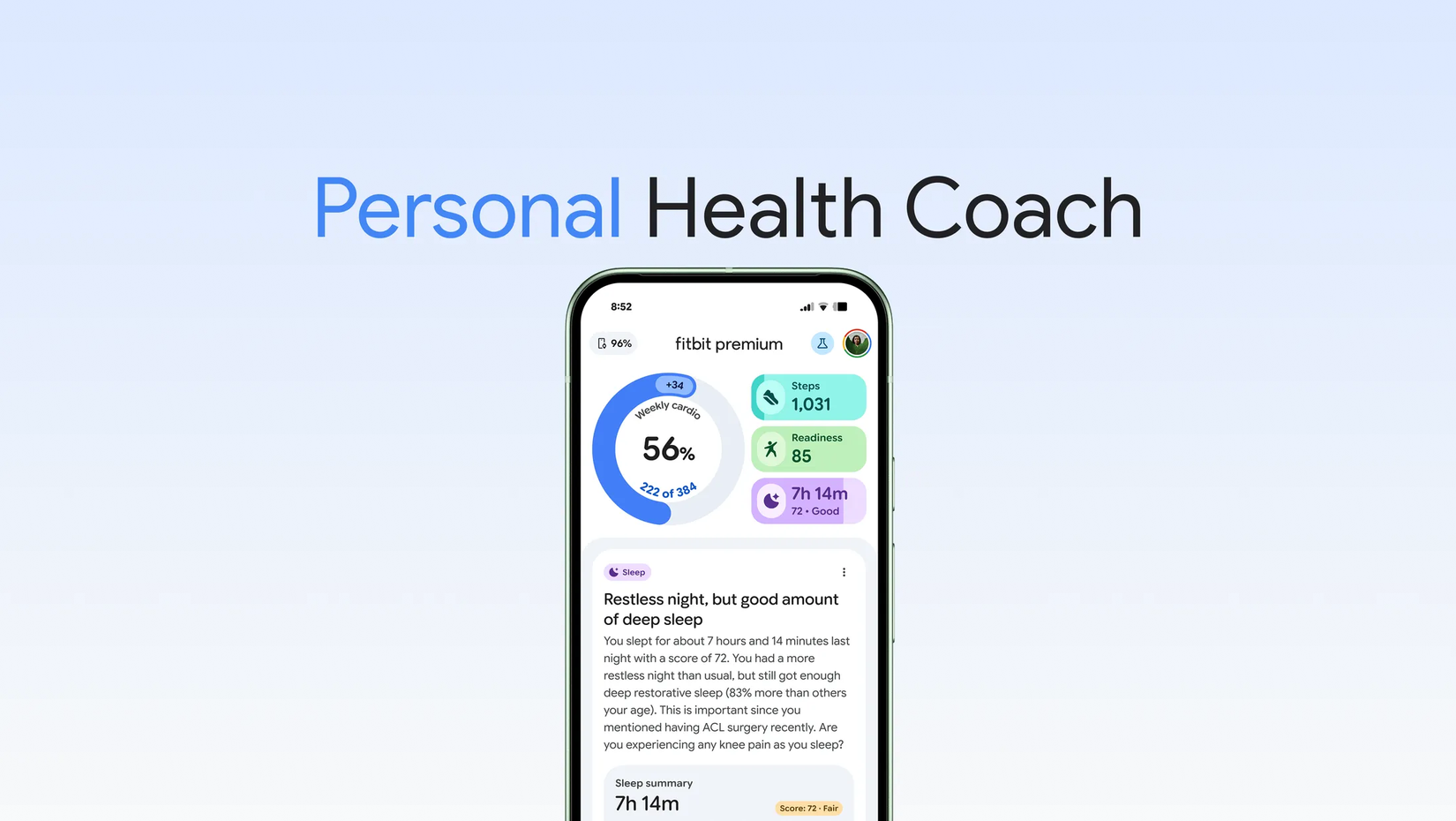 A graphic highlighting the Personal Health Coach.