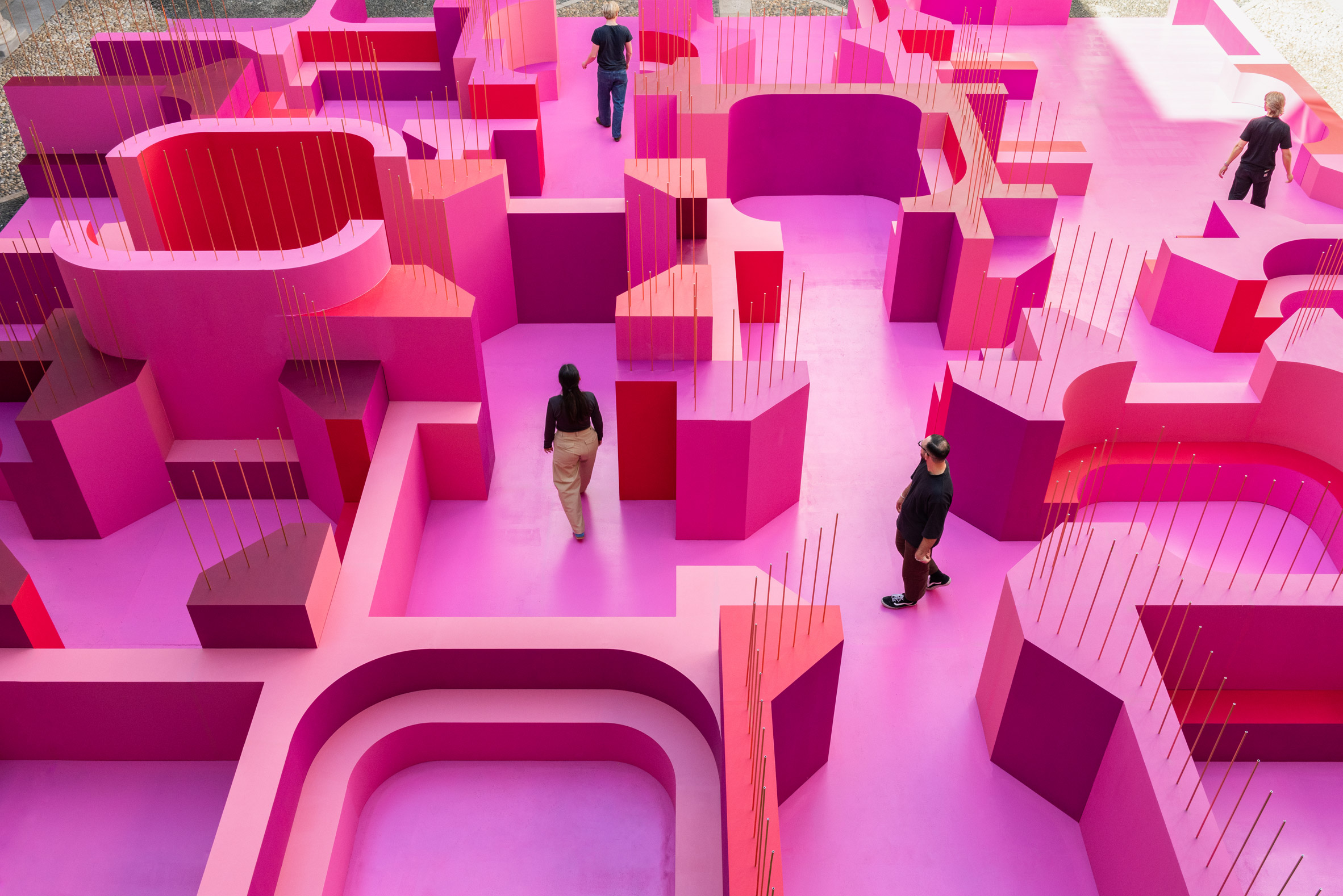 Pink labyrinth by Lina Ghotmeh at Milan design week