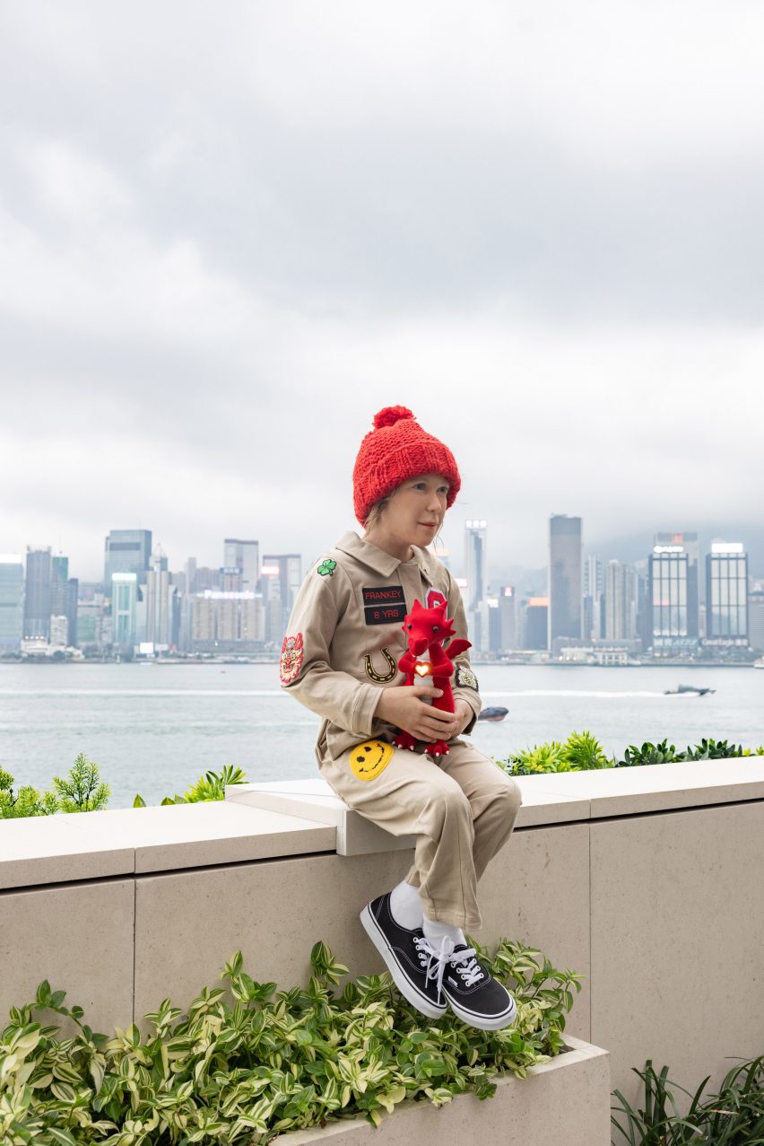 Sculpture of child with dragon