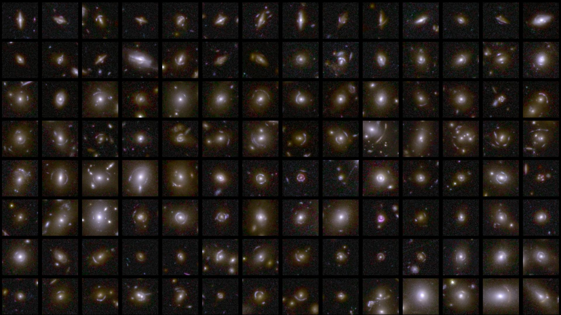 112 squares showing various spacetime warps.