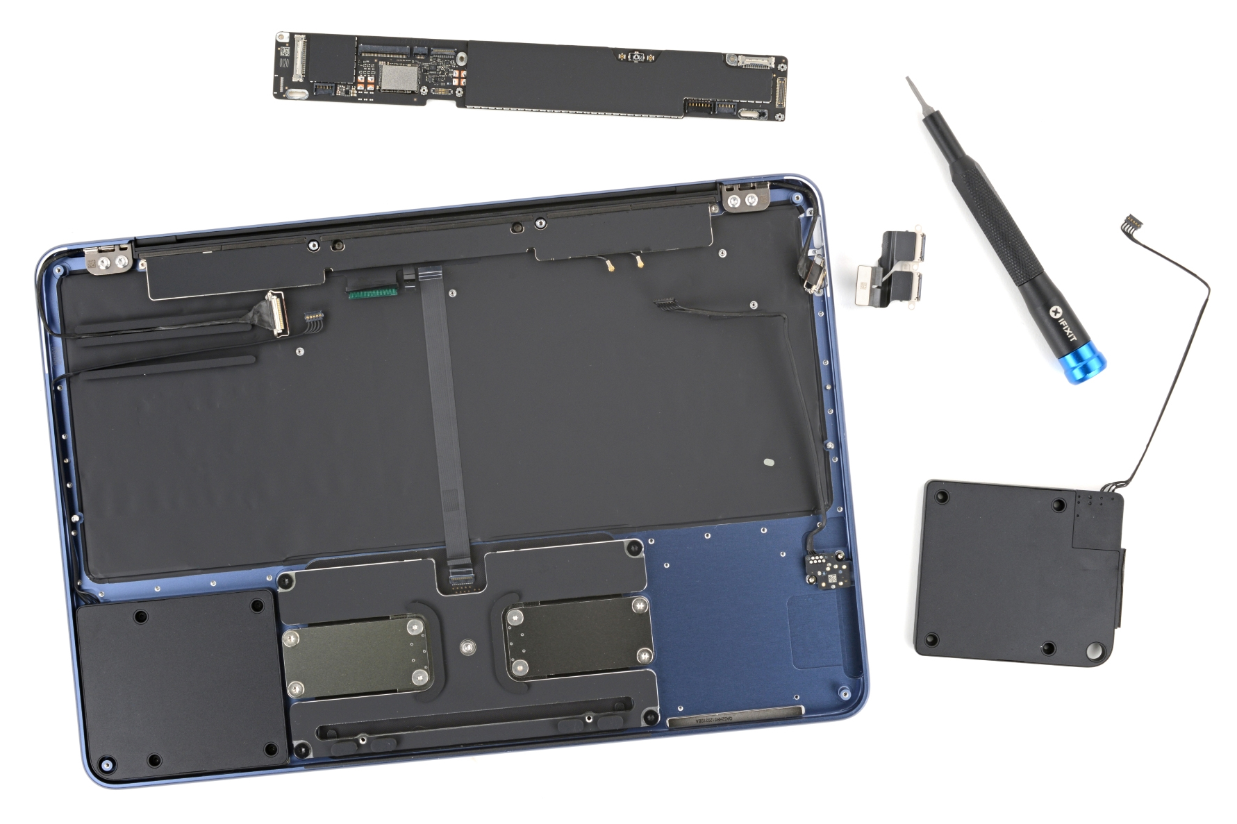 A MacBook Neo disassembled by iFixit.