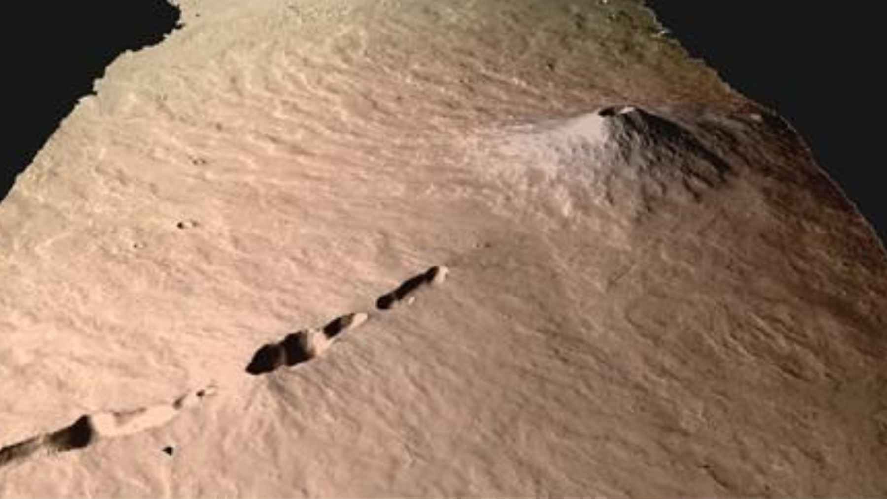 Volcanic terrain near Pavonis Mons on Mars showing lava flows and cone structures from evolving magma system