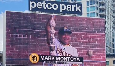 Montoya featured on the PetCo park screen.