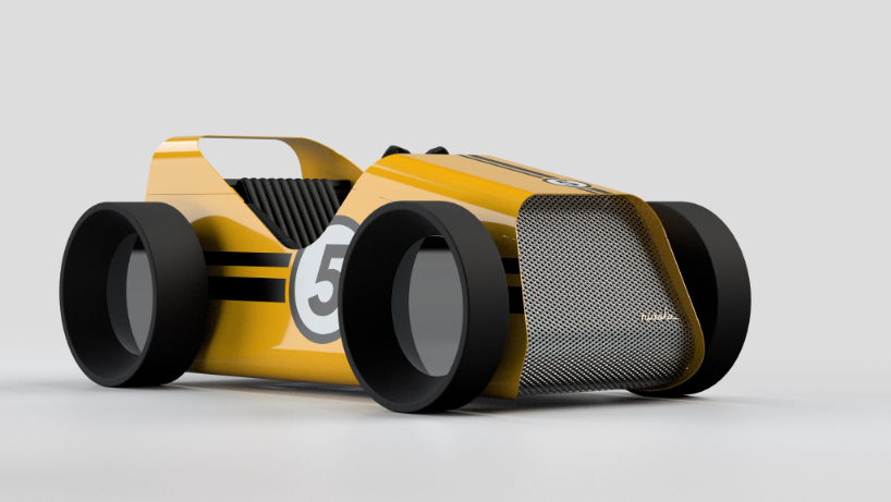 toy car aesthetics inform domestic driving simulator made of curved aluminum and plywood - 7