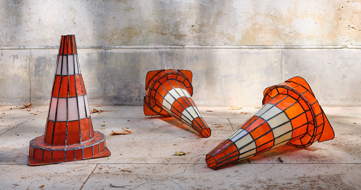 pia hinz reworks industrial tools into delicate stained glass objects