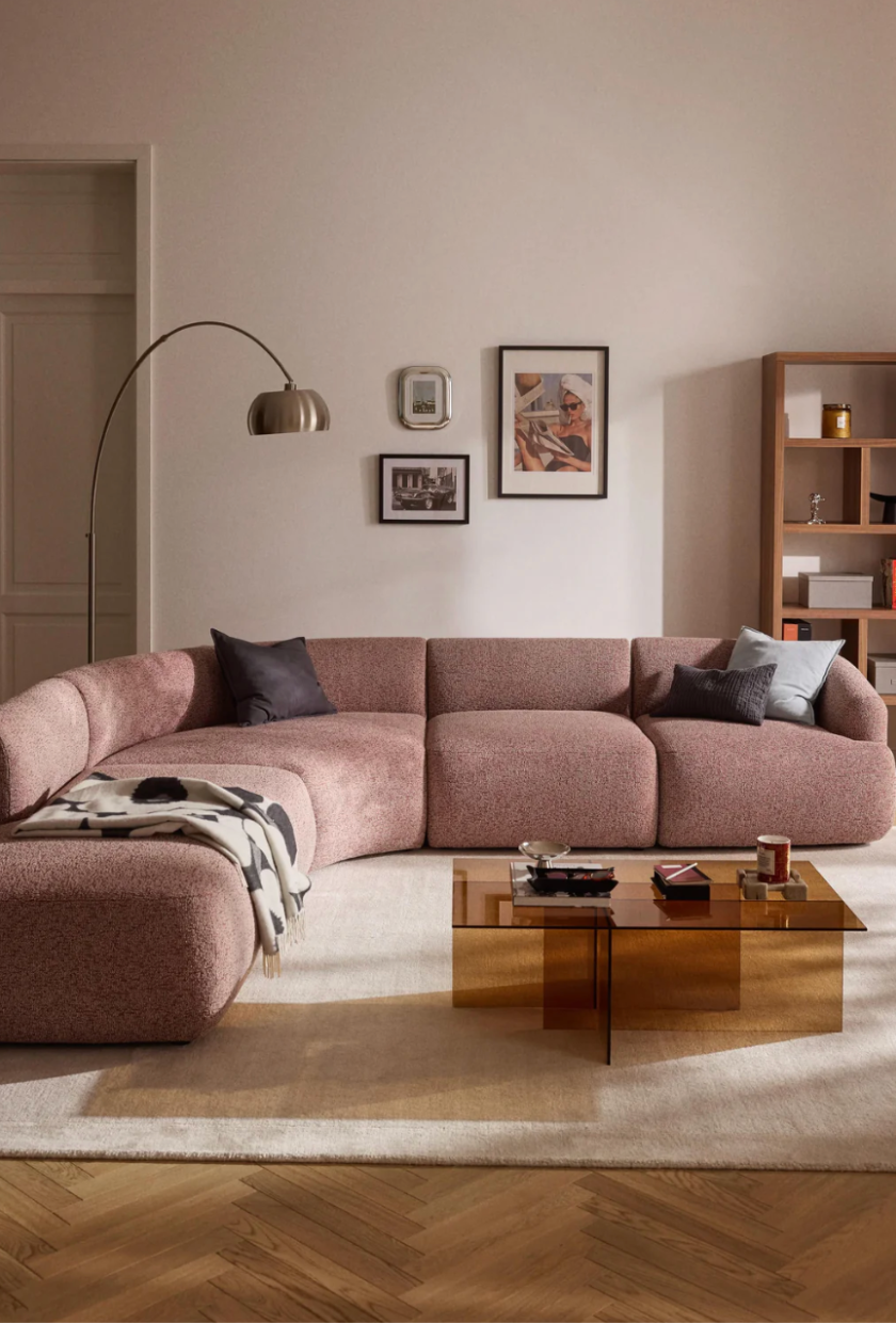 Westwing Collection, Modular Boucl&eacute; Corner Sofa Sofia