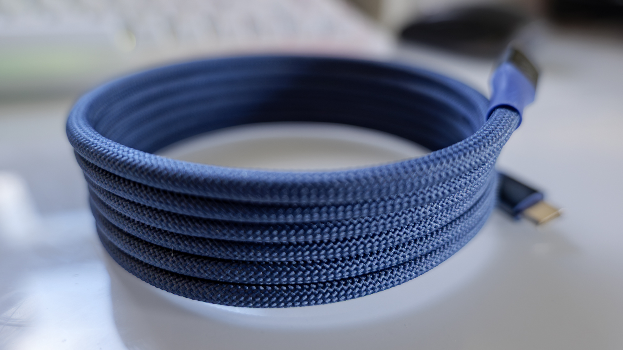 Scosche Statik MagStack USB-C cable on table.