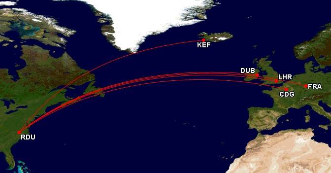 RDU longhaul routes