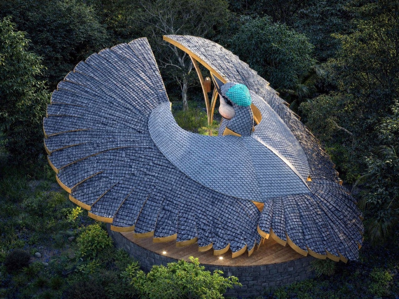 Biomimetic Architecture Reaches New Heights With This Bird-of-Paradise Yoga Space