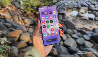 The Galaxy S26 with its display on, showing the app drawer.