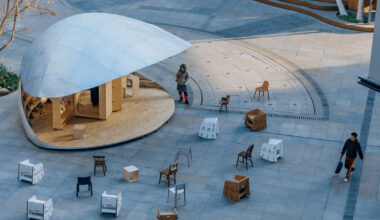 a tiny community library in beijing opens and closes like a clamshell