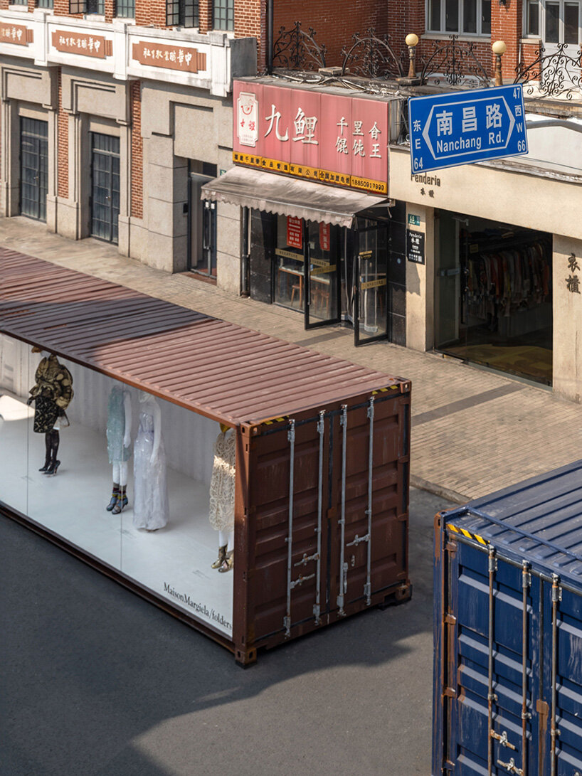 shipping containers frame maison margiela's shanghai exhibition by OMA / AMO in china - 1