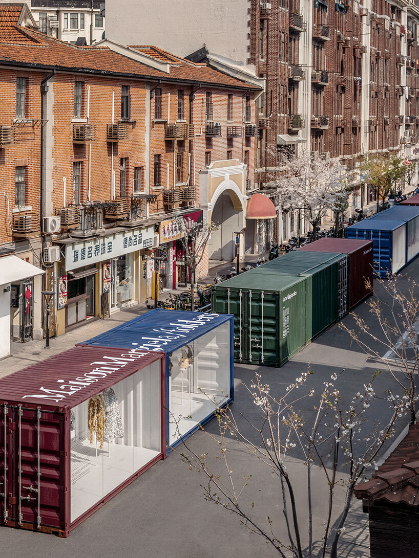 shipping containers frame maison margiela's shanghai exhibition by OMA / AMO in china - 2