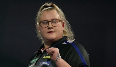 Beau Greaves of England celebrates on Day Nine of the 2025/26 Paddy Power World Darts Championship at Alexandra Palace on December 19, 2025